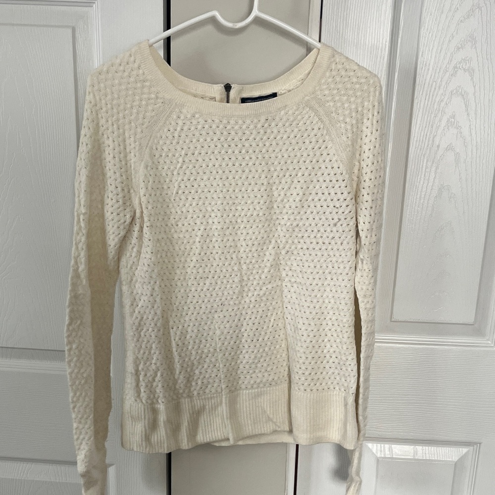 American Eagle Outfitters Cream Textured Sweater